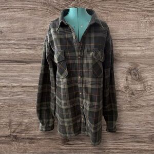 Levitate Olive Cape Plaid Heavy Woven Flannel Button Up Men’s XL